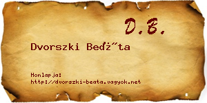 Dvorszki Beáta névjegykártya