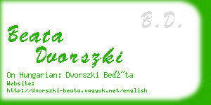 beata dvorszki business card